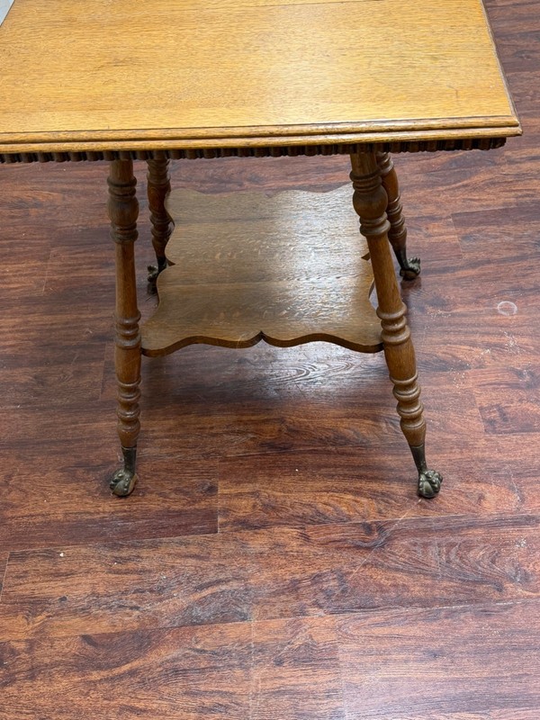 Antique Oak Parlor Table with Eagle Clawfoot Feet