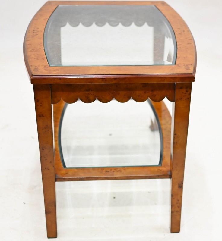 Biedermeier Side Table Walnut Glass Top gallery