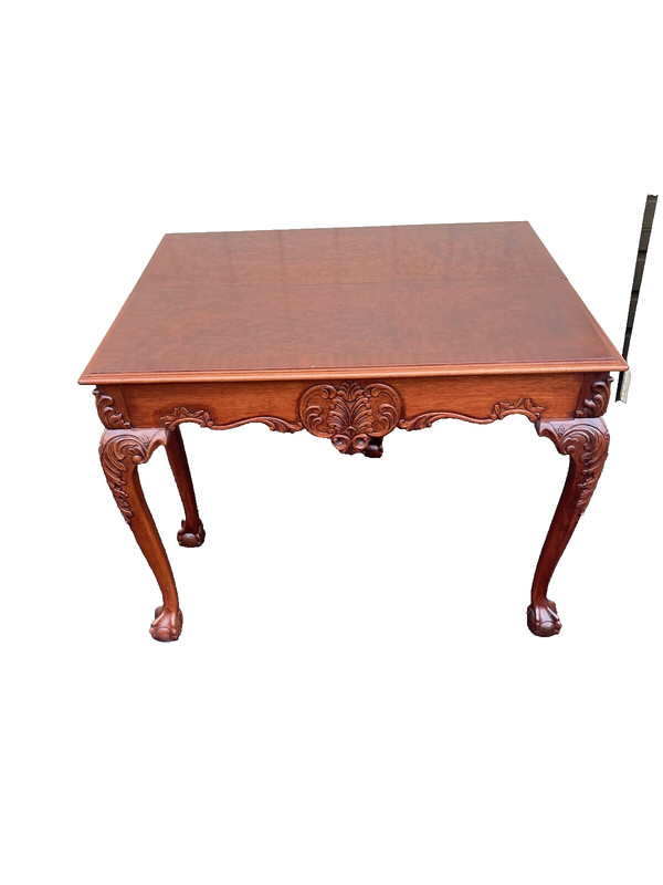64531 Banded Mahogany Ball And Claw Foot Carved Flip Top Game ? Dining Table gallery