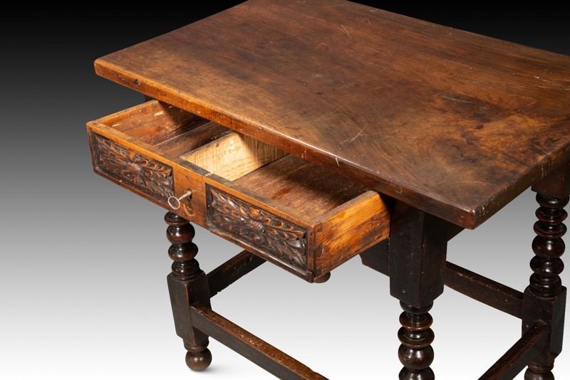 Table. Walnut wood, iron. Spanish school, Guadalajara, 17th century. gallery