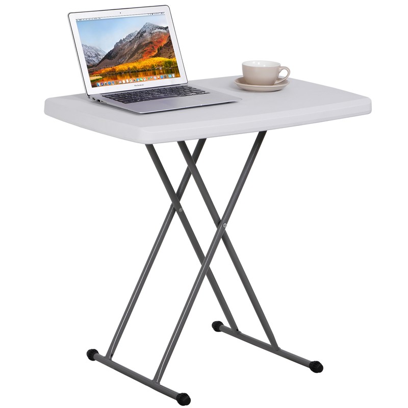 30” Plastic Folding Tables Rectangular Utility Table Adjustable Height White