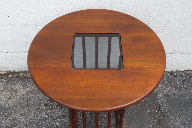 Mid Century Danish Round Glass Top Side End Lamp Table 5522 gallery