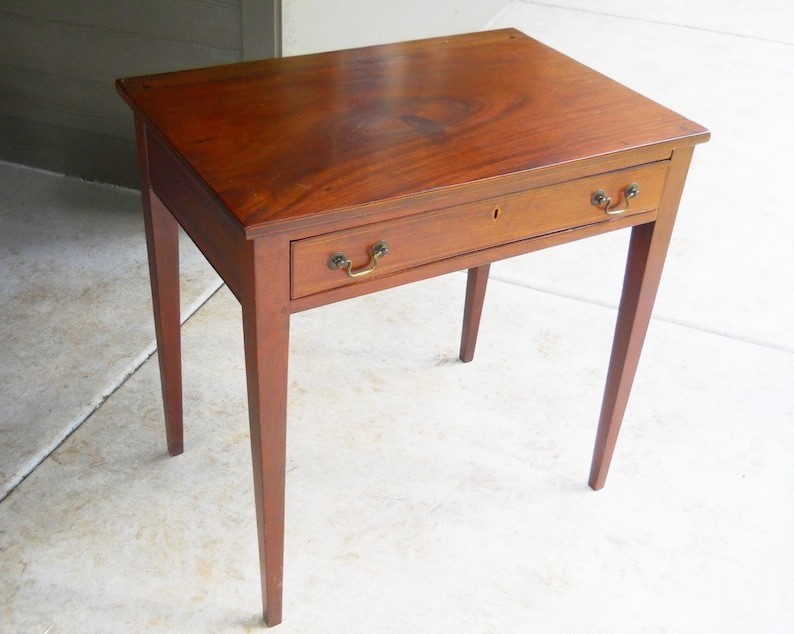 Antique Mahogany Federal Hepplewhite Rare Marquetry Server Chamber Table Stand gallery