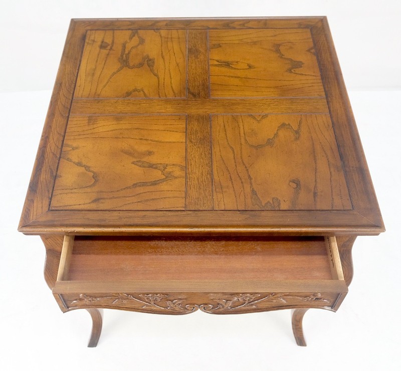 Henredon Carved Drawer Front Burl Wood Parquetry Top Cabriole Leg Side End Table gallery