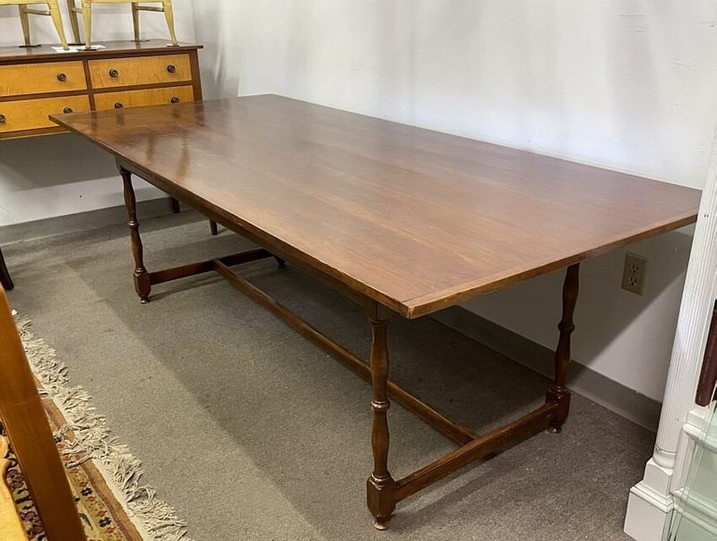 Vintage D. R. Dimes country pine kitchen dining harvest table bread board ends