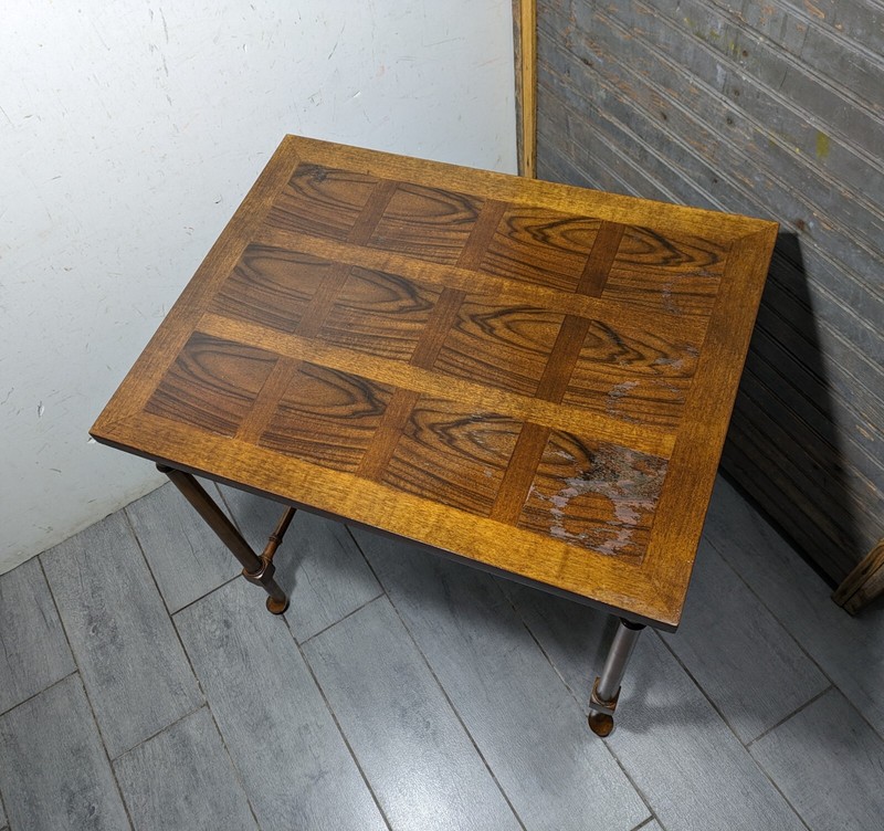 Vintage English Regency Chippendale Style Faux Bamboo Wood Nesting Side Table gallery