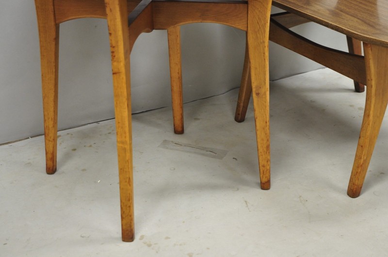 Vintage Mid Century Modern Walnut & Formica Round & Step Side Table Set - 2 pcs gallery