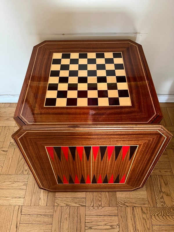 Italian Inlaid Wood Multi Game Table With 5 Roulette, Checkers,Chess, Backgammon gallery