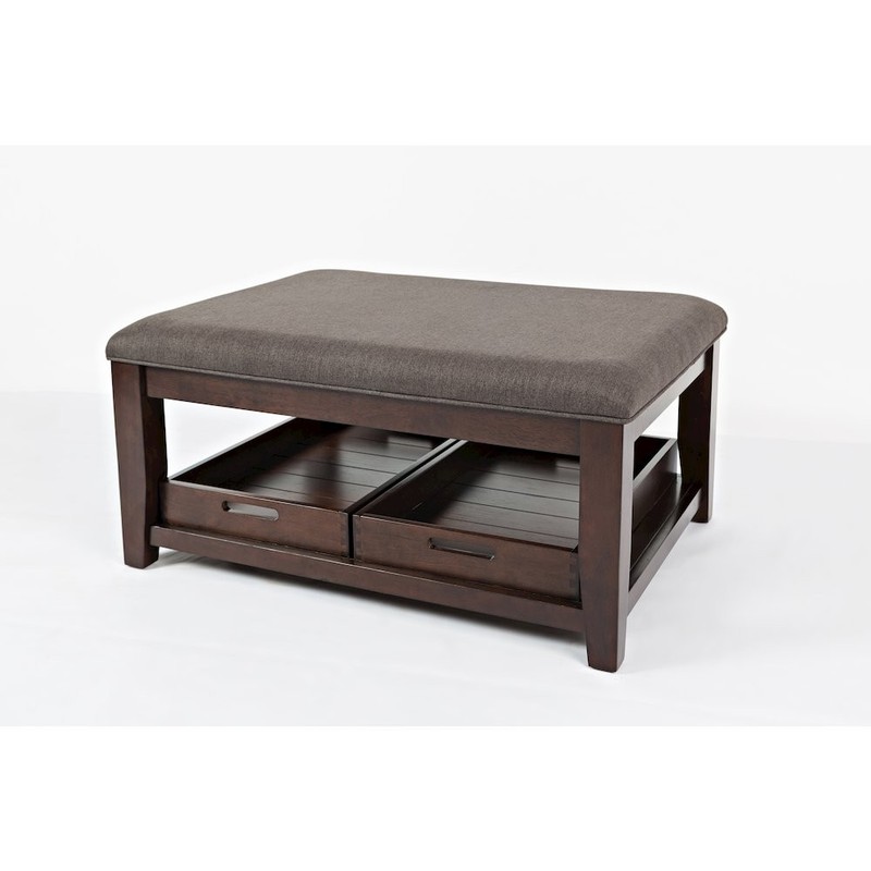 Twin Cities Contemporary Brown 38" Upholstered Ottoman Coffee Table gallery