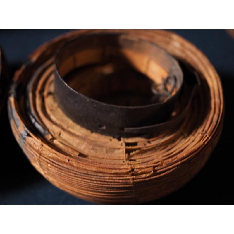 Used Japanese Restaurant Lantern Set 100yr Old Tattered Korokuten E 21cm (8.3in) gallery