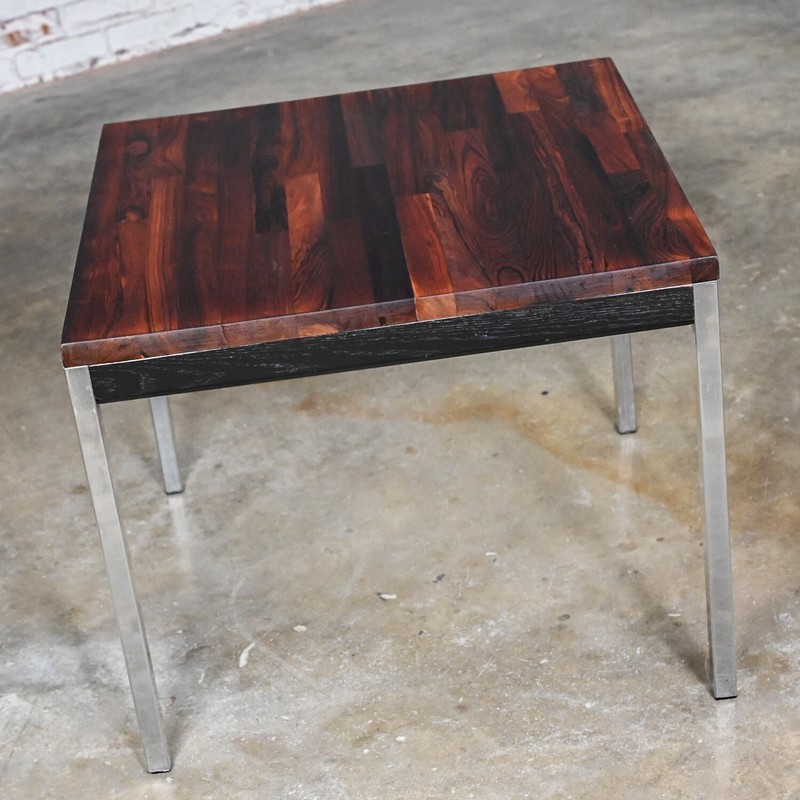 MCM Founders Furniture Side Table Chrome Ebony Rosewood CDP#47133 David Parmelee gallery
