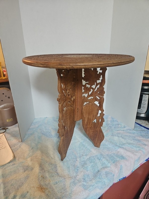 Anglo Indian Hand Carved Folding Side Table gallery