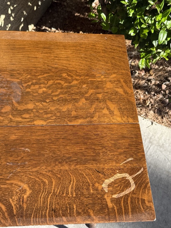 Antique Tiger Oak Parlor Table W/ Marble Talon Glass Feet gallery