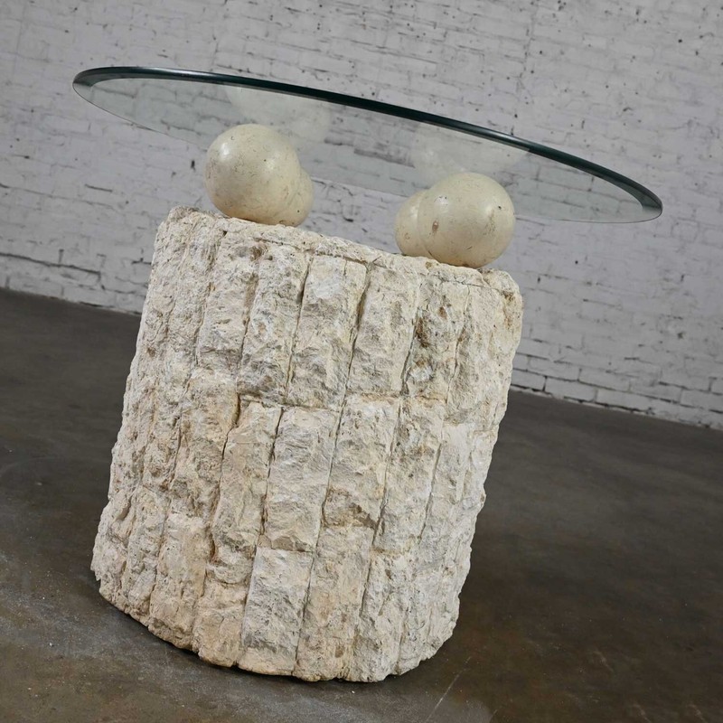 Postmodern Rnd Tessellated Mactan Stone Side Table 4 Sphere Style Maitland Smit gallery