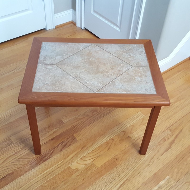 Vintage MCM Danish Teak/Tile Coffee/End Table Mobelfabrikken Toften Great Color! gallery