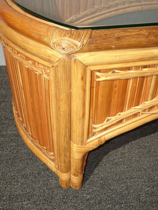 Vintage Bamboo Rattan Coffee Table Tiki Palm Beach Style French Country Style gallery