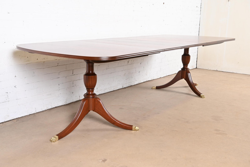 Henkel Harris Georgian Mahogany Double Pedestal Extension Dining Table gallery