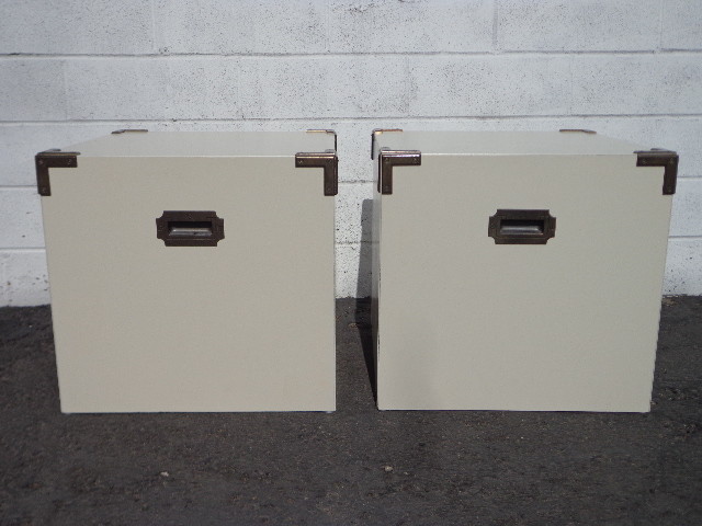 Campaign Tables Minimalist Cube Pair of Chest Asian Boho Chic Coffee Console