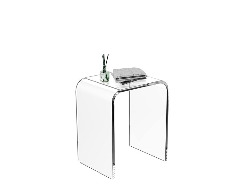 WAHFAY Acrylic End Table, 16″ L × 12″ W × 18″ H Transparent Small Side Table