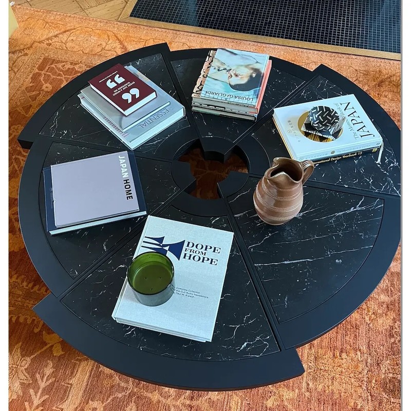 Rio Low Coffee Table by Charlotte Perriand for Cassina Black Marquiña Marble Top gallery