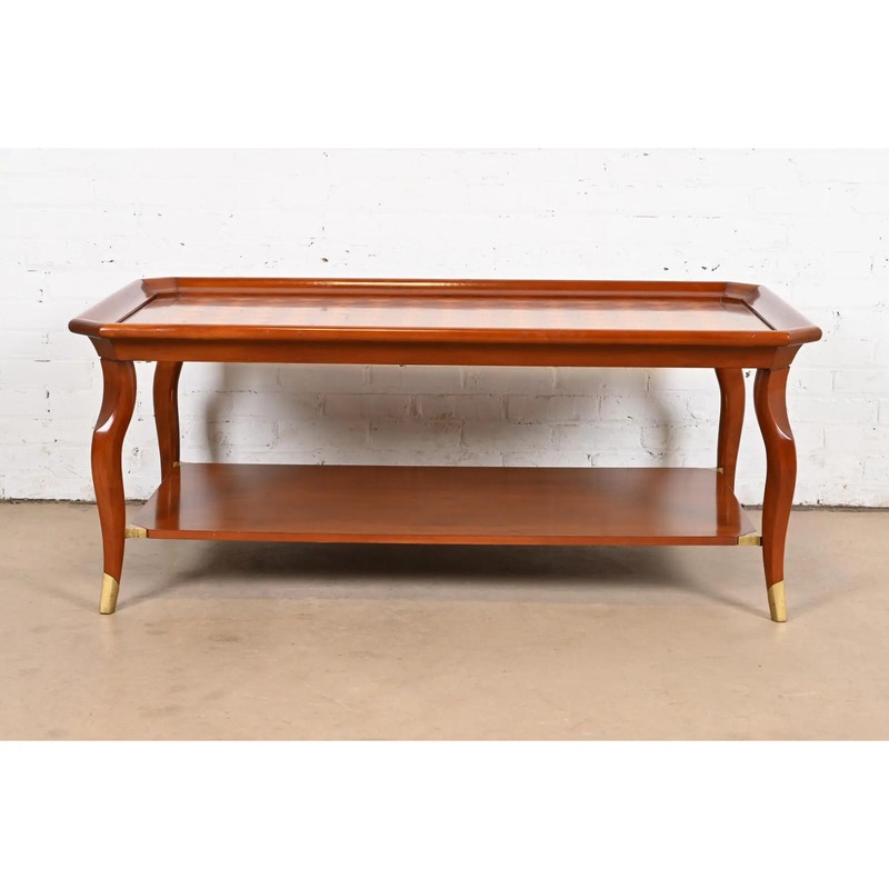 John Widdicomb Italian Provincial Parquetry Top Two-Tier Coffee Table gallery