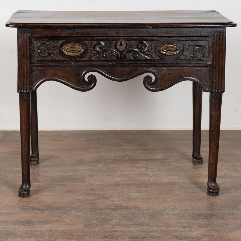 Late 18th Century English Carved Walnut Side Table with Drawer gallery