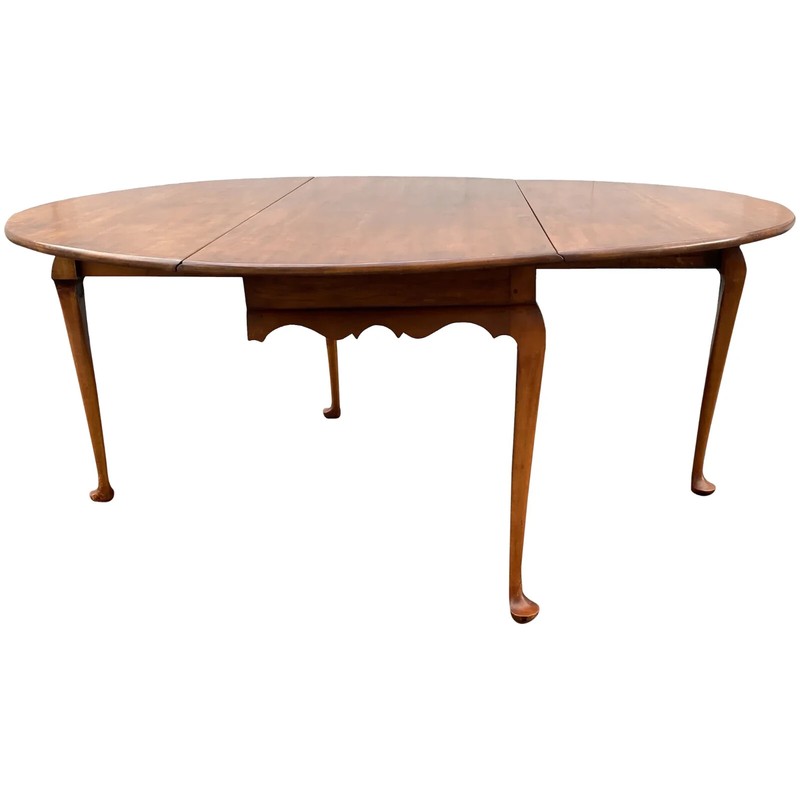 Eldred Wheeler Cherry Oval Queen Anne Style Drop Leaf Dining Table