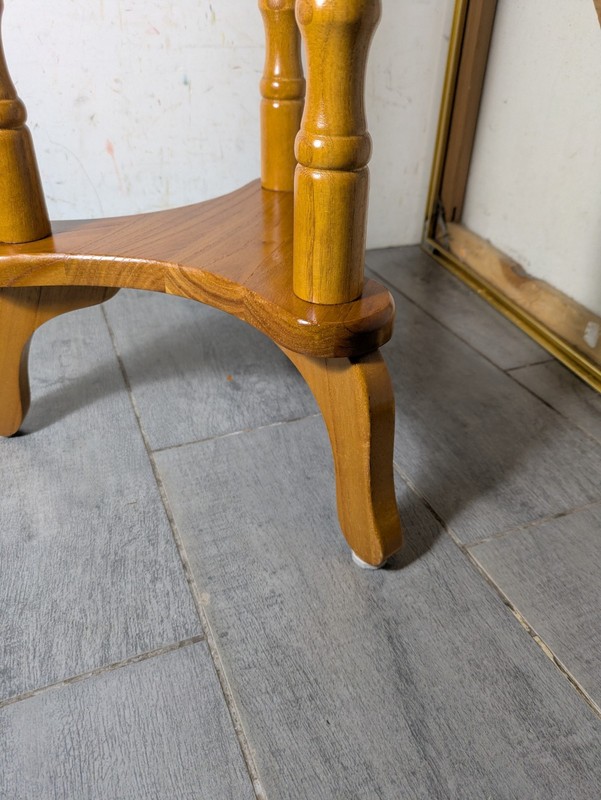 Vintage Powell Round Wood Side Pedestal Table Plant Stand Rustic Country D73 gallery