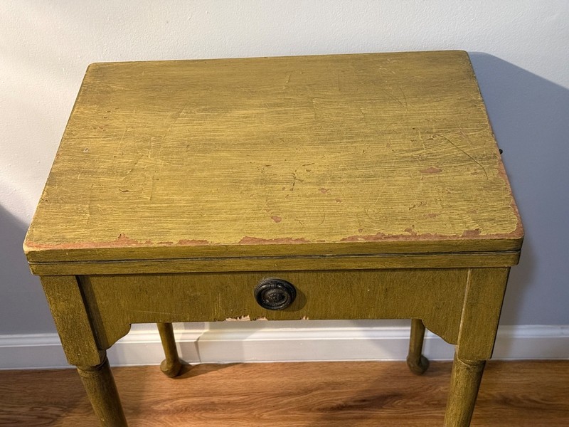 🧵 Antique Primitive Drop Leaf Sewing Table – Lift Top Storage – 28” Tall gallery