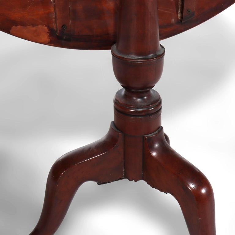 Antique Queen Anne Mahogany Three Legged Tilt Top Table Unsigned C1780 gallery