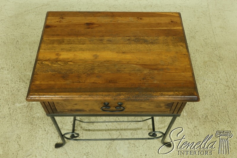 51635EC: Iron Base 1 Drawer Rustic Distressed Wood Occasional Table gallery
