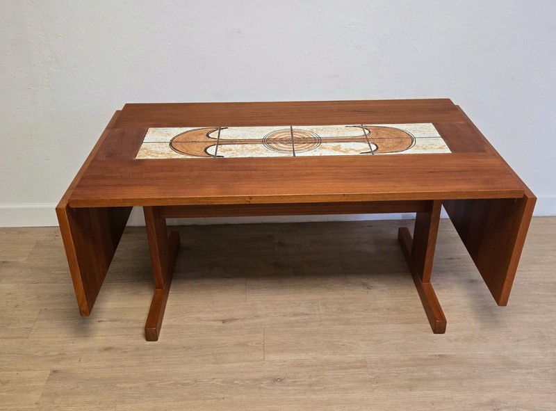 Mid Century Danish Modern Teak Tiled Dropleaf Dining Table-Refinished-Denmark gallery