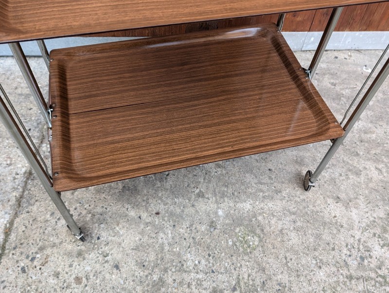 Dinet Set Serving Cart Tea Cart Table Side Table Walnut Bar Chrome 70S WOW 1/5 gallery