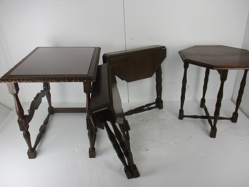 Set Wood Side Occasional Wine Coffee Table Pedestal Plant Stand pliable Set of 4 gallery