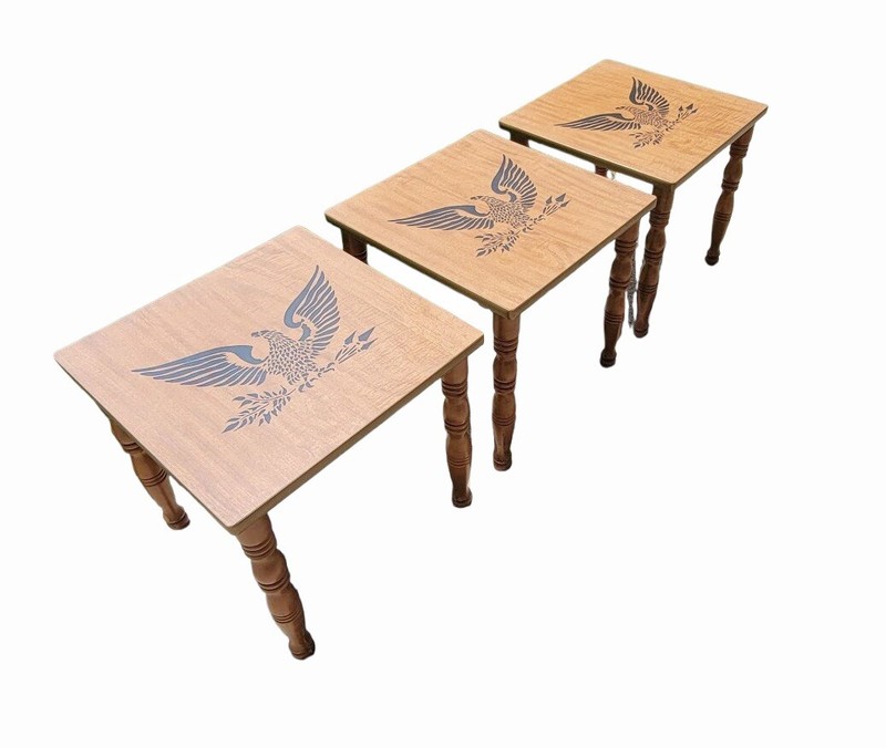 Set Vtg Mcm Stacking Nesting Tables TV Snack Plant Stand EAGLE gallery
