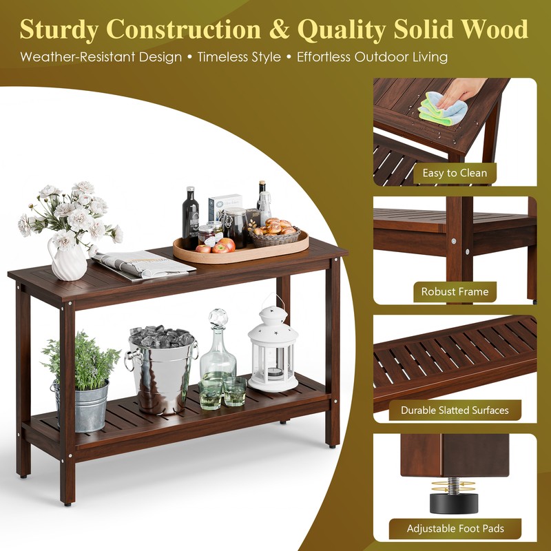48" Console Table Multiuse Buffet Bar Storage Organizer with Foot Slider Coffee gallery