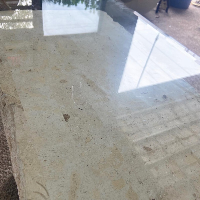 Postmodern Tessellated Mactan Stone Console Table w/ Polished Pink Stone Accent gallery