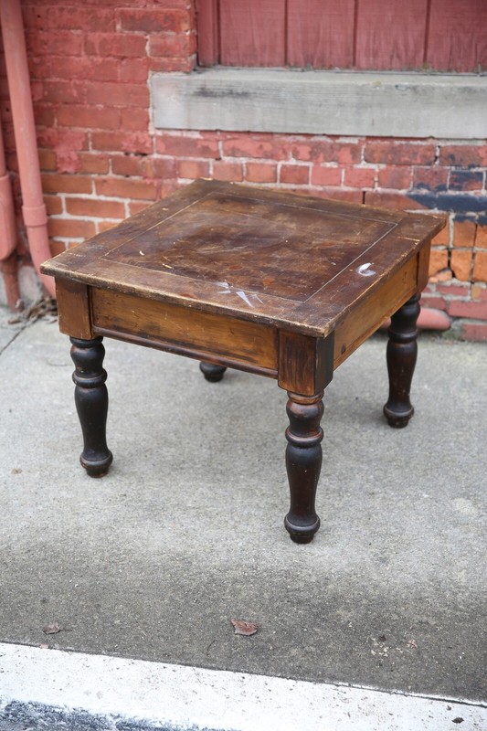 Vintage side end table butcher coffee wood table rustic kitchen lodge turned leg gallery