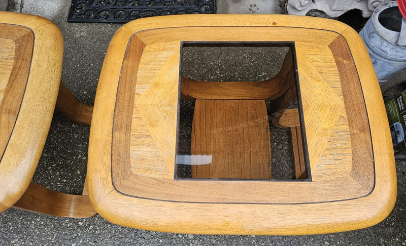 BENTWOOD TABLES MID-CENTURY GLASS TOP SIDE TABLES MAPLE gallery