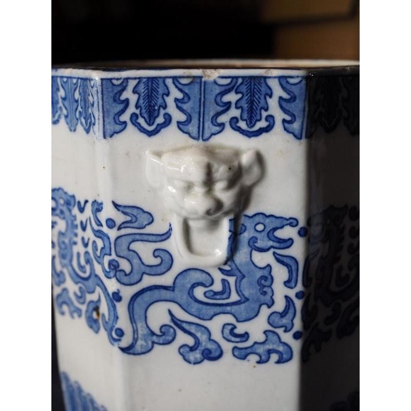 Retro Ceramic Brazier Seto Ware Water Lily Goldfish Japan Mid-Showa D Size gallery