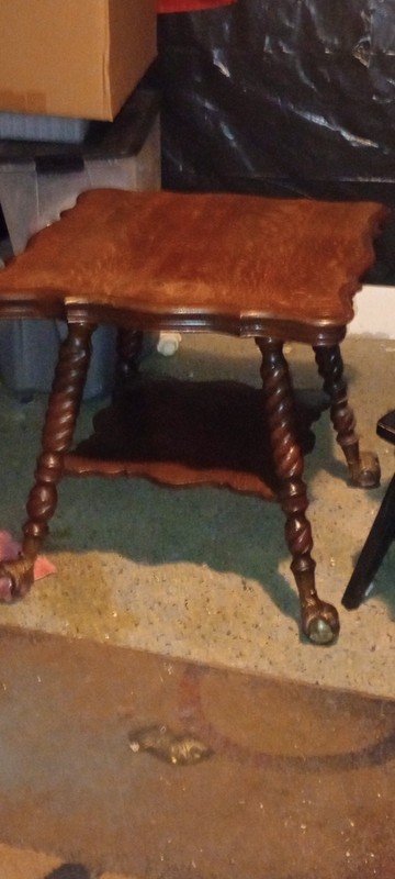 Antique Quartersawn Oak Parlor Table with Huge Glass Ball Eagle Clawfoot Feet gallery