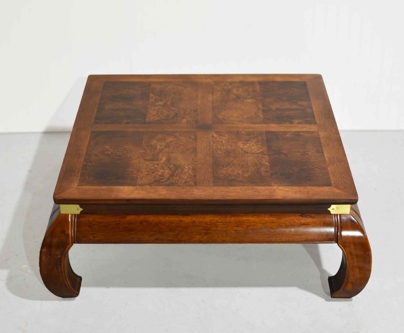 Mid Century Chinoiserie Ming Burl Wood Coffee Table gallery