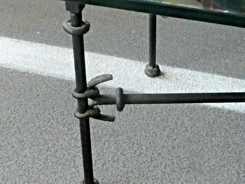 VINTAGE HOMMAGE TO GIACOMETTI SCULPTURAL IRON COFFEE TABLE gallery
