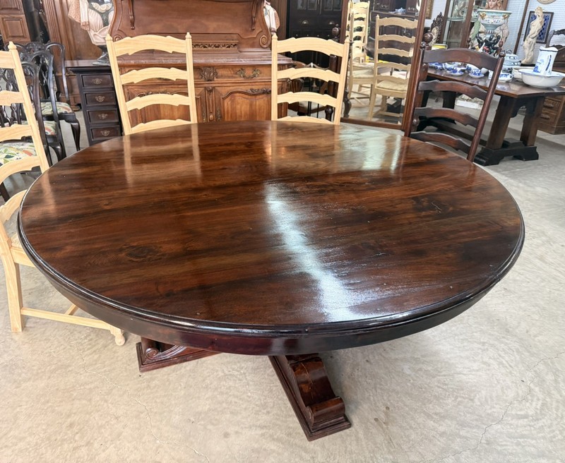 Vintage Country French 72" Round Solid Hardwood Barley Twist Dinning Table gallery