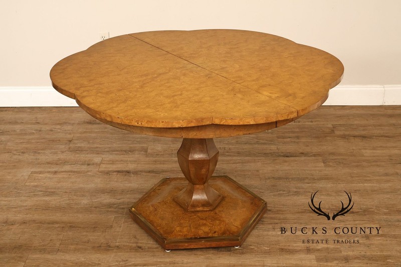 Mastercraft Hollywood Regency Burlwood Pedestal Expandable Dining Table gallery