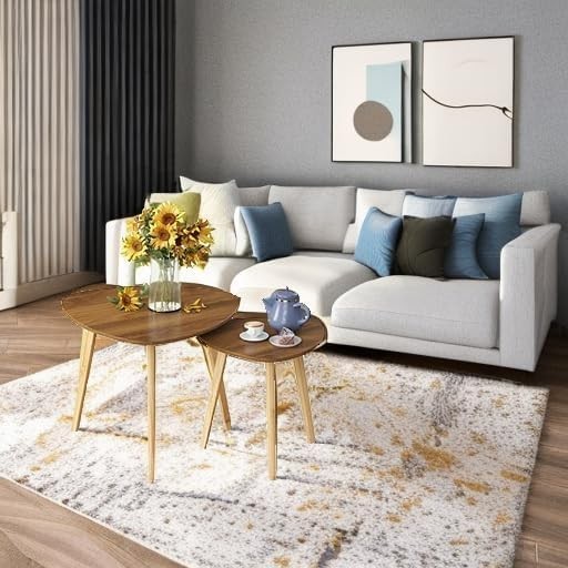 Contemporary Walnut Finish Nesting Tables Twin Pack for Living Room gallery