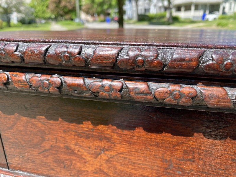 Antique Chippendale Mahogany Card Table with Foliate Carved Edge - Circa 1760 gallery
