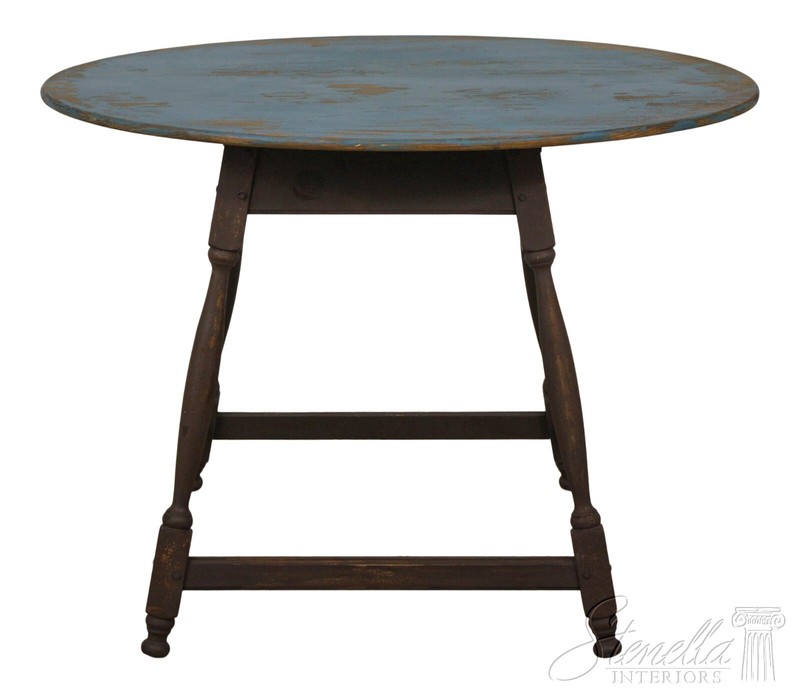 L57613EC: Primitive Bench Made Oval Top Distressed Painted Work Table