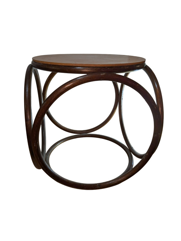 Mid-Century Modern Bentwood Side Table 16in Round Thonet-Inspired gallery