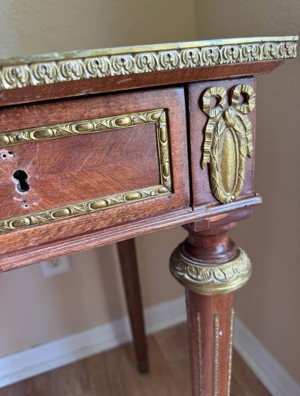19th Rectangular Bouillotte Louis XVI Desk Table with Bronze Ornaments🎀 gallery